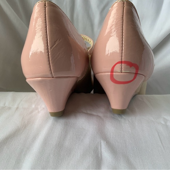 BAIT 1920's Style Kitten Heel T-strap Shoes, Pink Patent & Cream, Size 7.5 NWOT - Picture 8 of 9